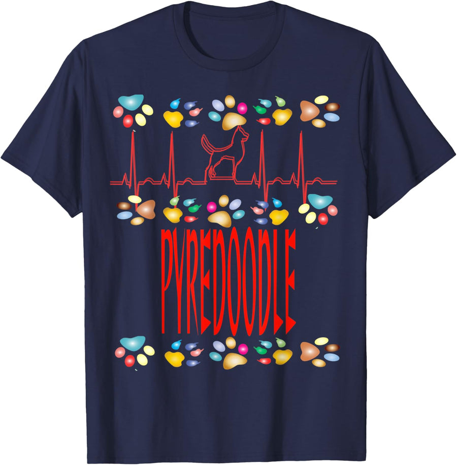 PYREDOODLE I Love My PYREDOODLE Dog Owner Mom Dad Puppy T-Shirt for Men Women Kids - Navy Blue