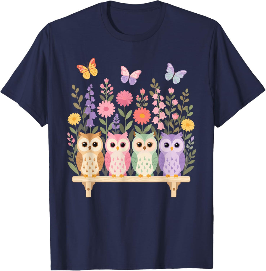 Owl Mom Design for Women Girls Mom Mother Bird Owl Mom T-Shirt - Navy Blue