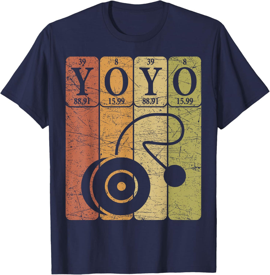 Yoyo Periodic Table Elements Yoyo Player Retro Yoyoing T-Shirt - Navy Blue