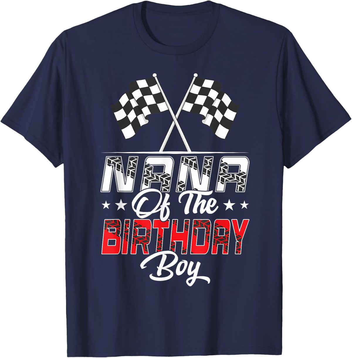 Racing Car Nana of the Birthday Boy Racing Family Pit Crew T-Shirt - Navy Blue