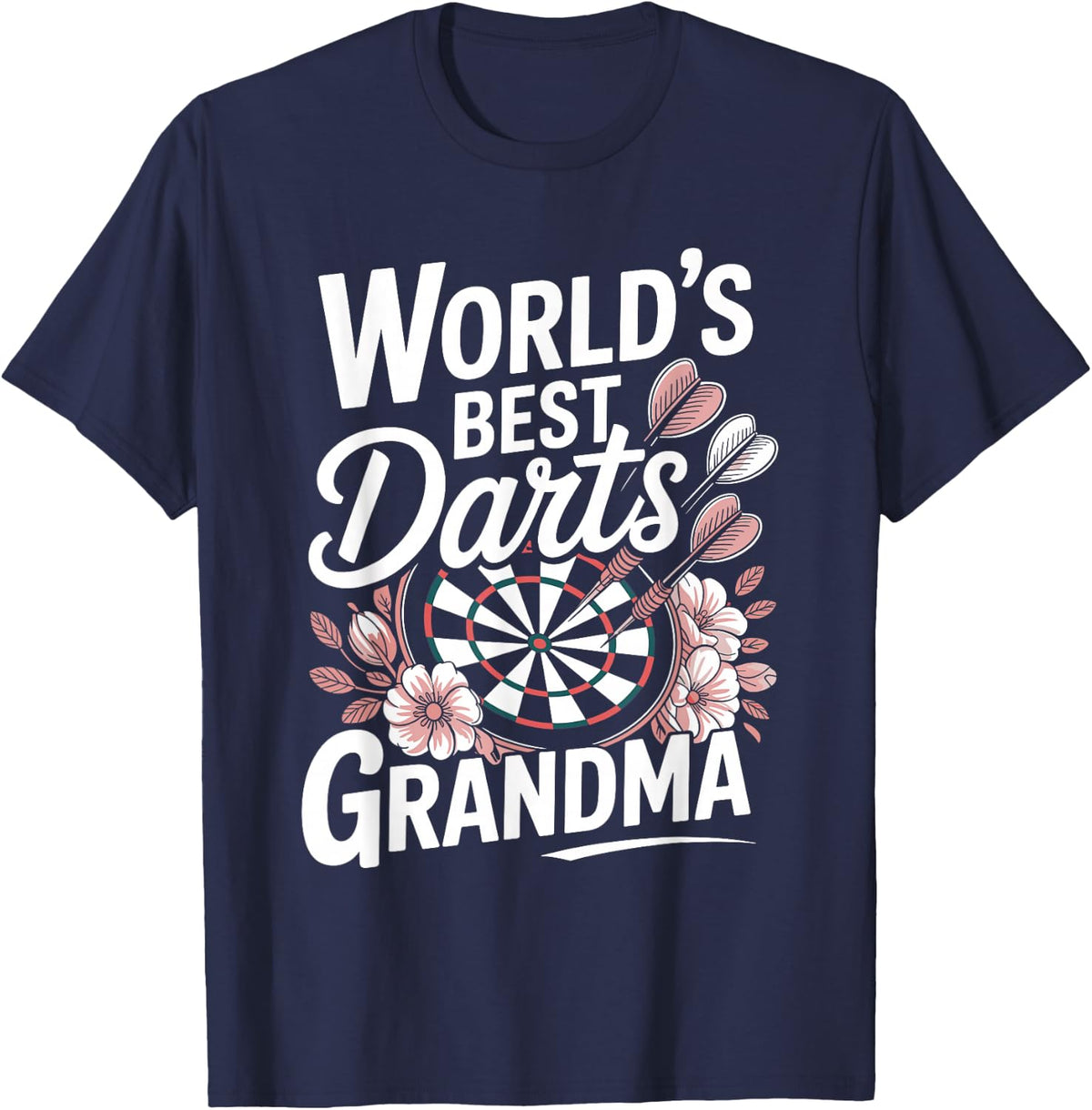 World's Best Darts Grandma Dartboard T-Shirt - Navy Blue