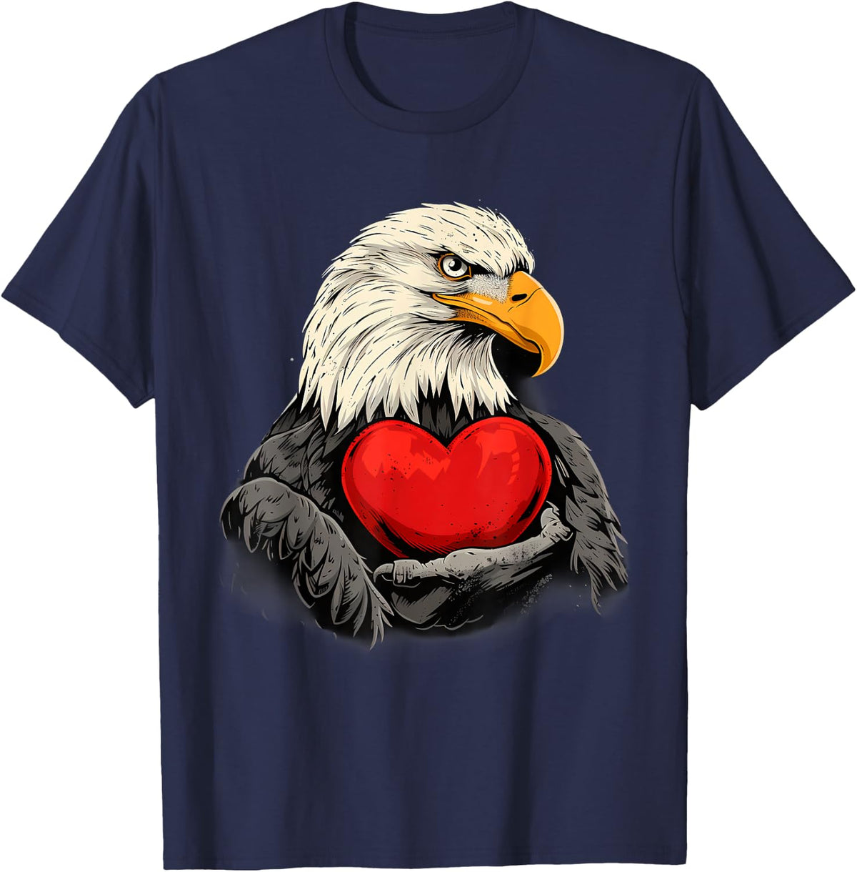 Valentines Day Eagle Hugging Valentine Heart Love Eagle T-Shirt - Navy Blue