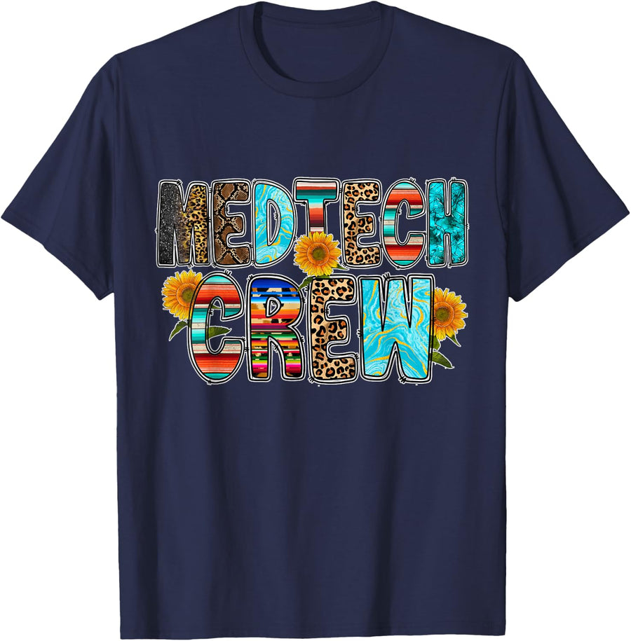 Medtech Crew Squad Tee Shirt For Med Tech Medical Professionals T-Shirts - Navy Blue