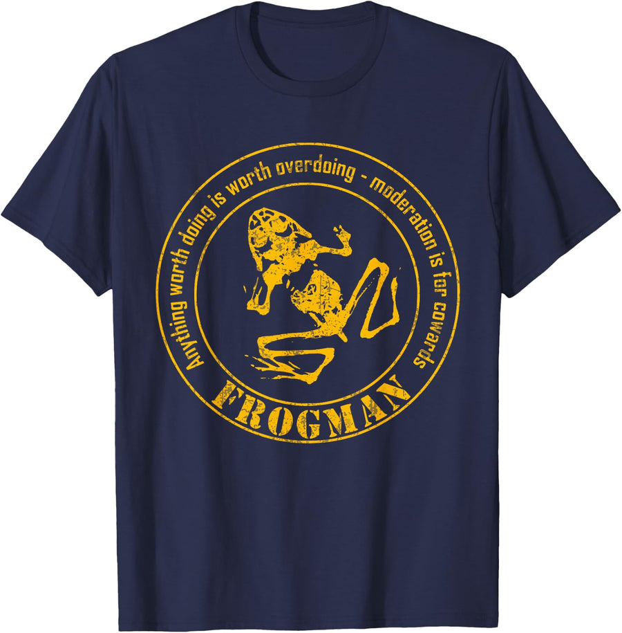 Frogman Diver T-Shirt (Distressed) T-Shirt - Navy Blue