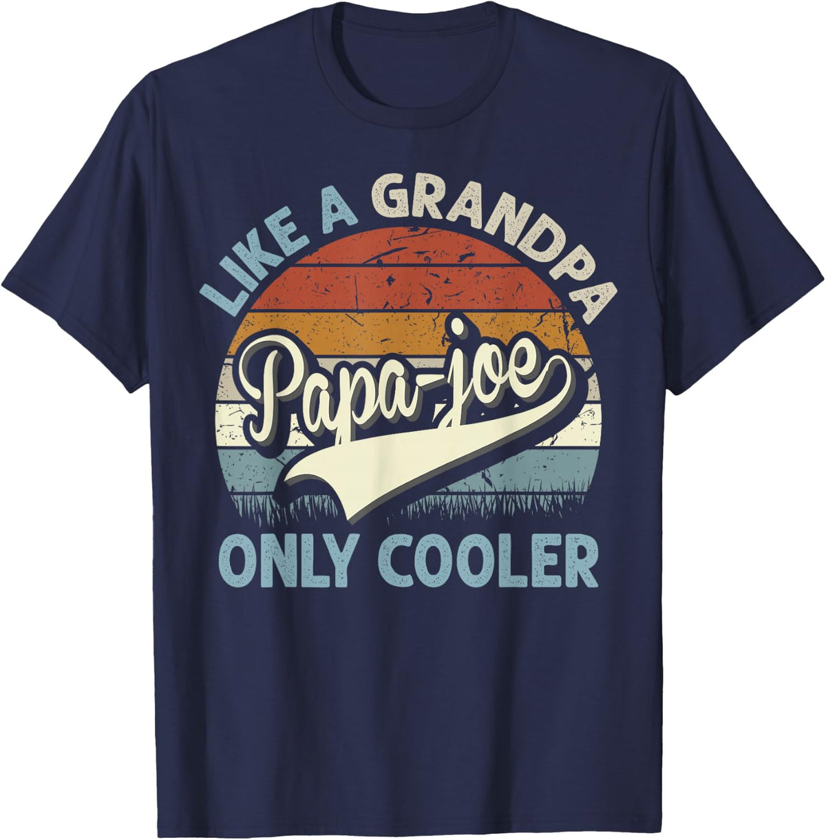 PAPA-Joe Like A Grandpa Only Cooler Fathers Day Retro T-Shirt - Navy Blue