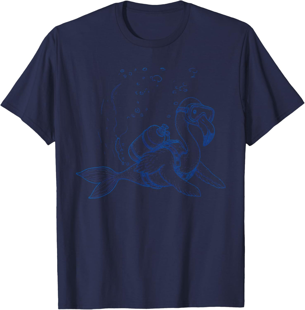 Flamingo Scuba Diving Ocean Dive Flamingo Scuba Diver T-Shirt - Navy Blue