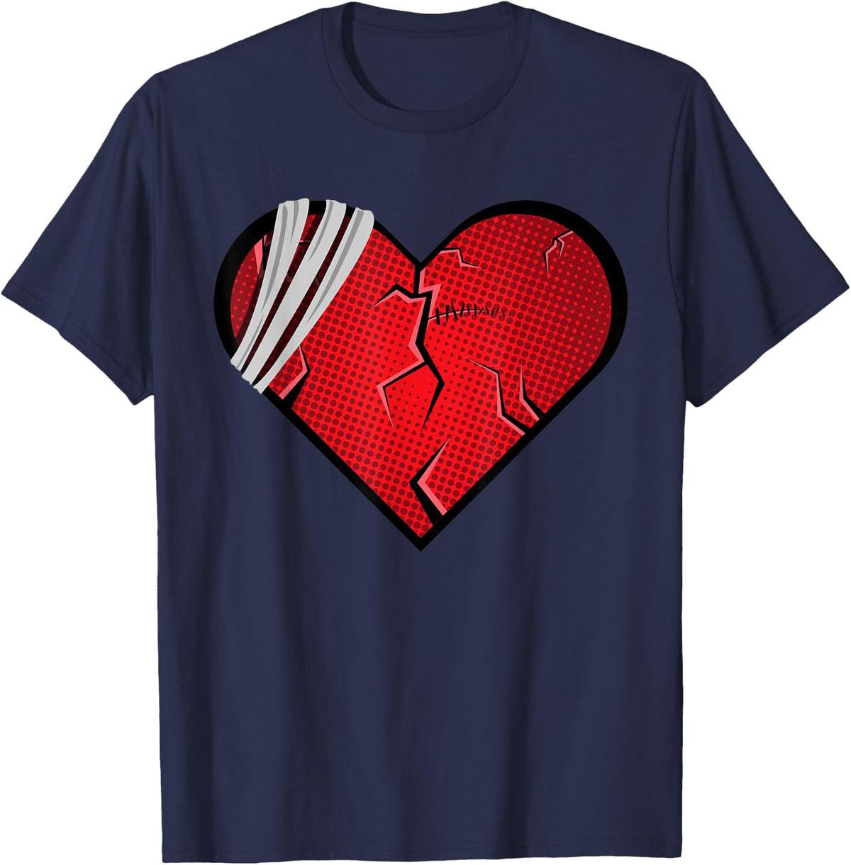 Broken Heart Love Sad Heartbreak Up Valentine's Day T-Shirt - Navy Blue