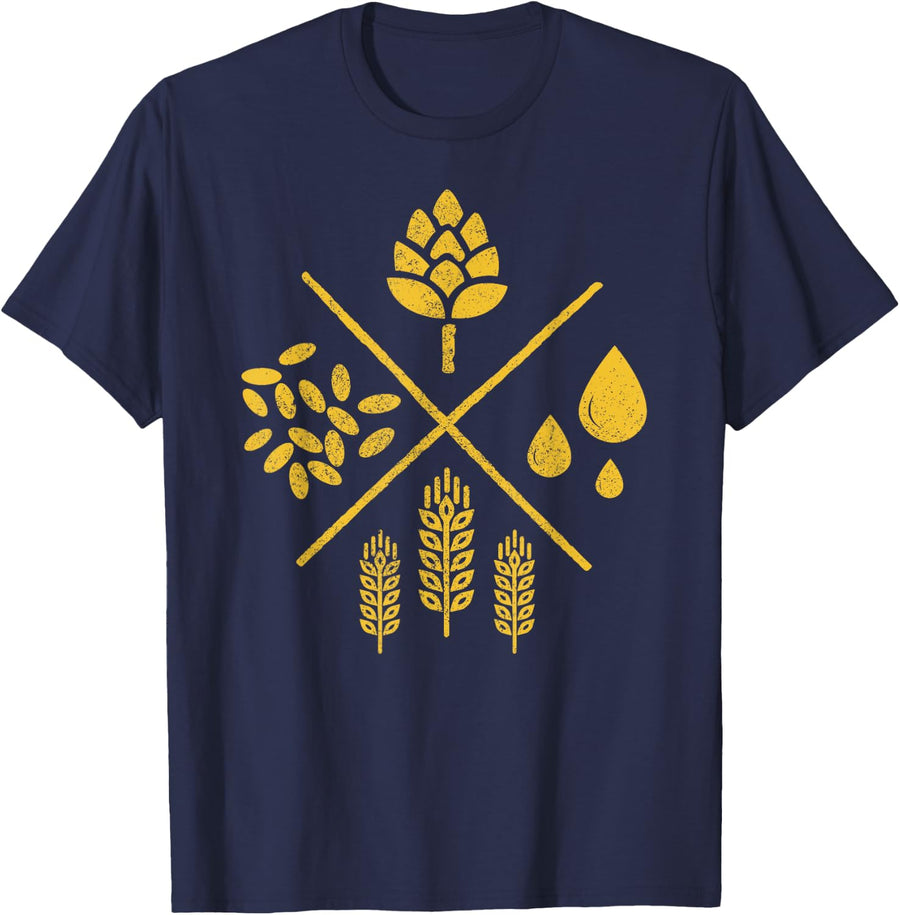 Beer Vintage Craft Beer Brewer Brewer Gift T-Shirt - Navy Blue