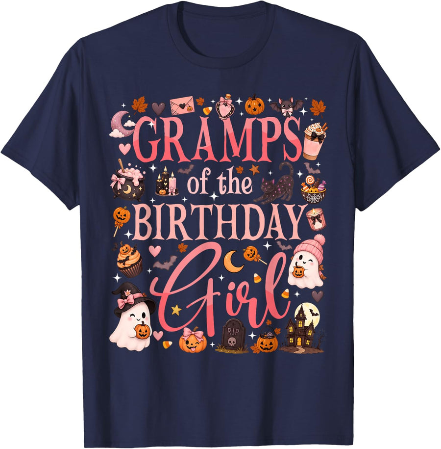 Gramps of The Birthday Girl First Birthday Halloween T-Shirt - Navy Blue