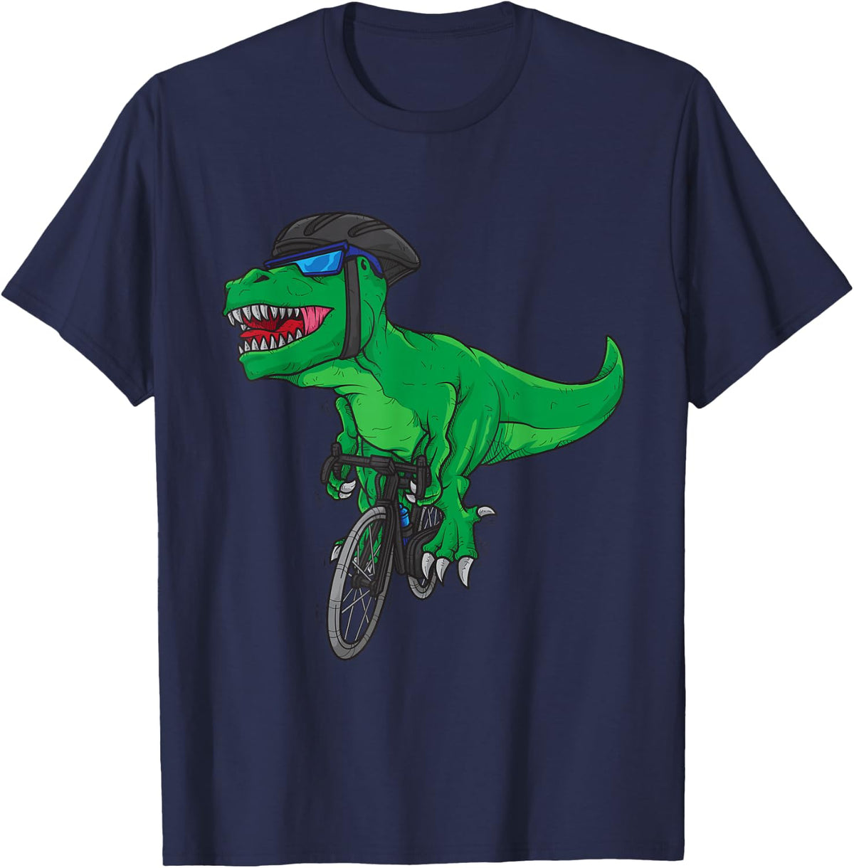 Cycling T-rex Dinosaur Shirt Cyclist Gift T-Shirt - Navy Blue