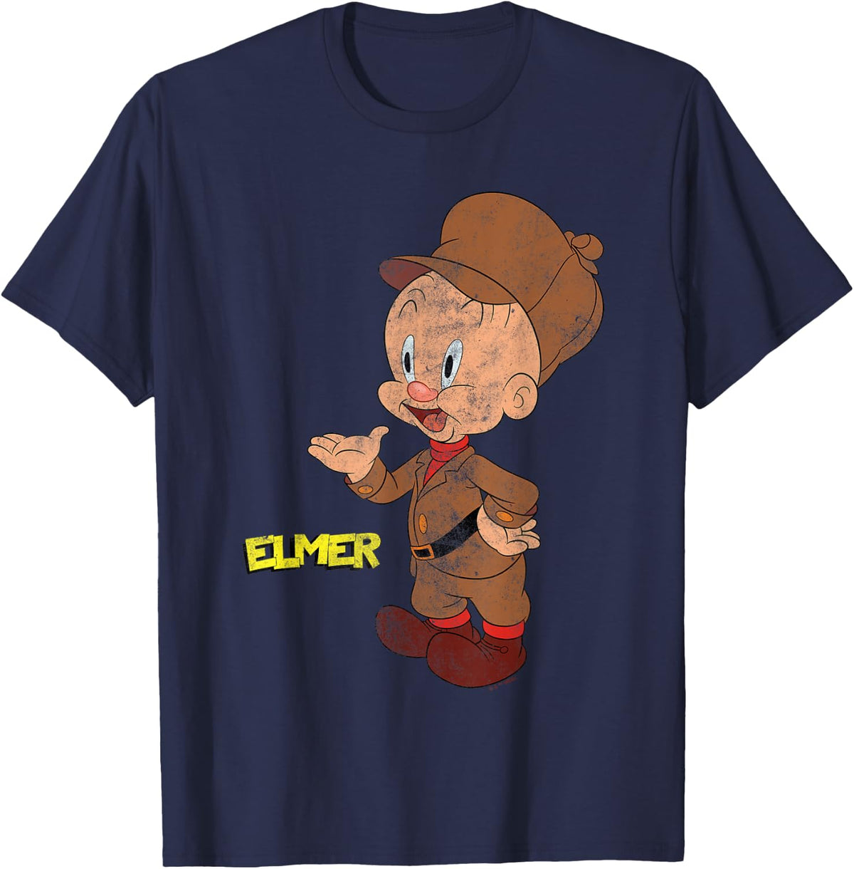 Looney Tunes Elmer Fudd Retro Large Pose T-Shirt - Navy Blue