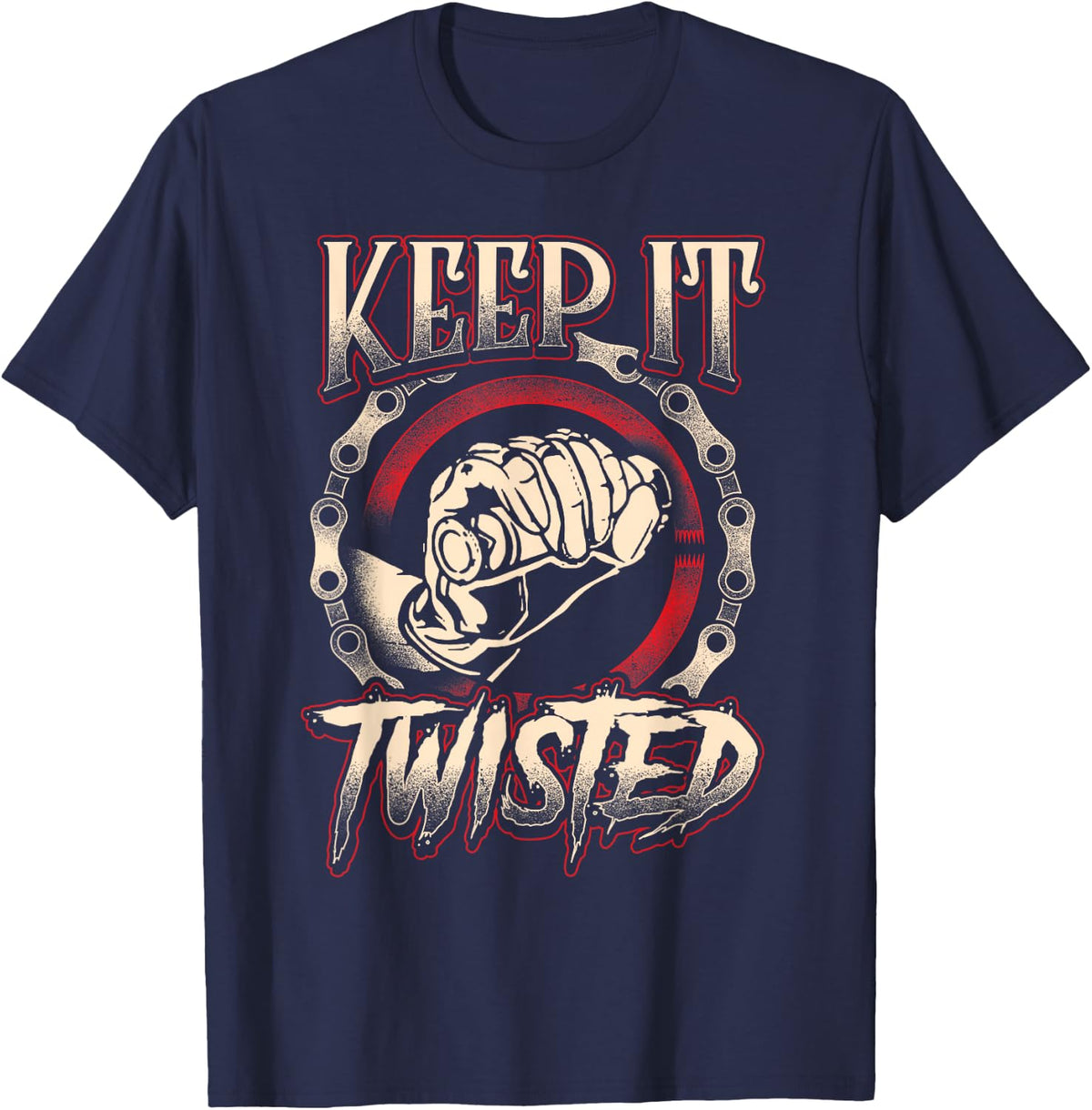 Biker "Keep It Twisted" Funny Motorbike Dirt Or Racing T-Shirt - Navy Blue