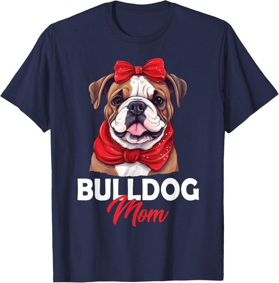 Bulldog Mom Bulldog Dog Mother's Day T-Shirt - Navy Blue