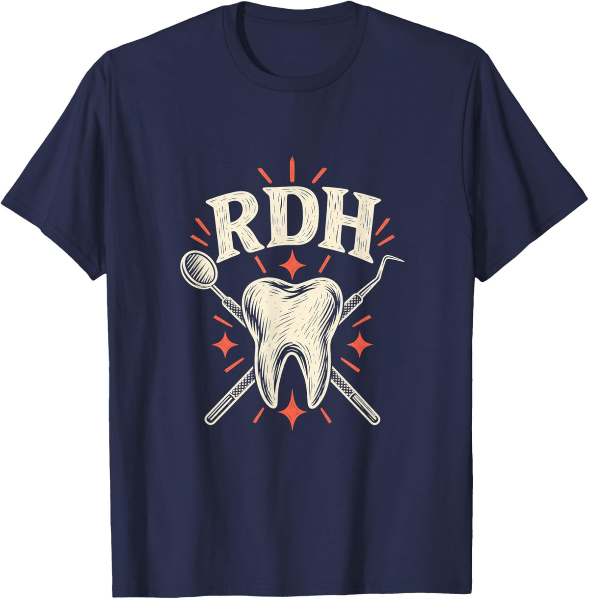 RDH Dental Hygienist Tooth T-Shirt - Navy Blue