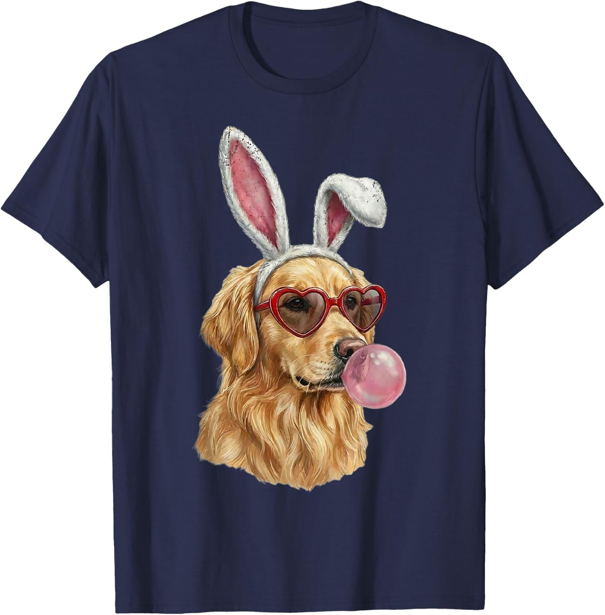 Golden Retriever Easter Bunny Dog Lover T-Shirt - Navy Blue