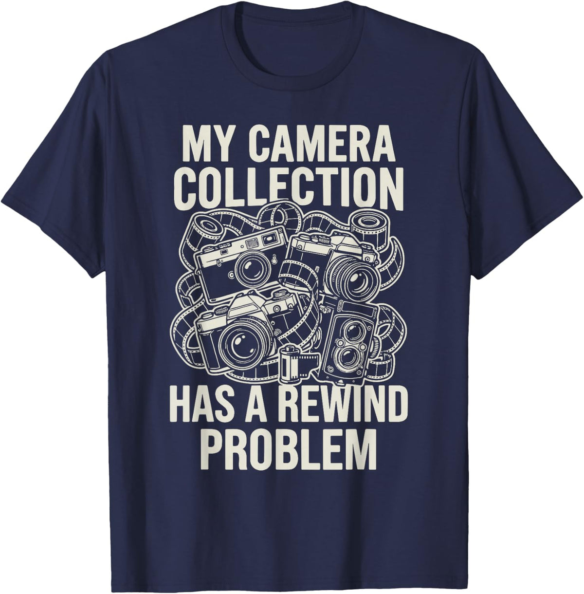 Film Photography Analog Camera Lens Shutter Photographer T-Shirt - Navy Blue