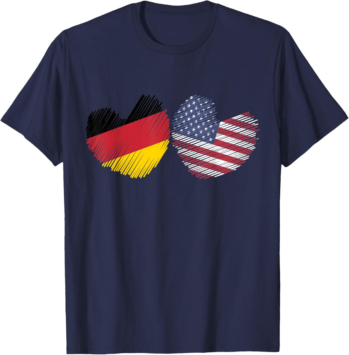 Germany USA Heart Germany Flag American Flag Grunge Heart T-Shirt - Navy Blue