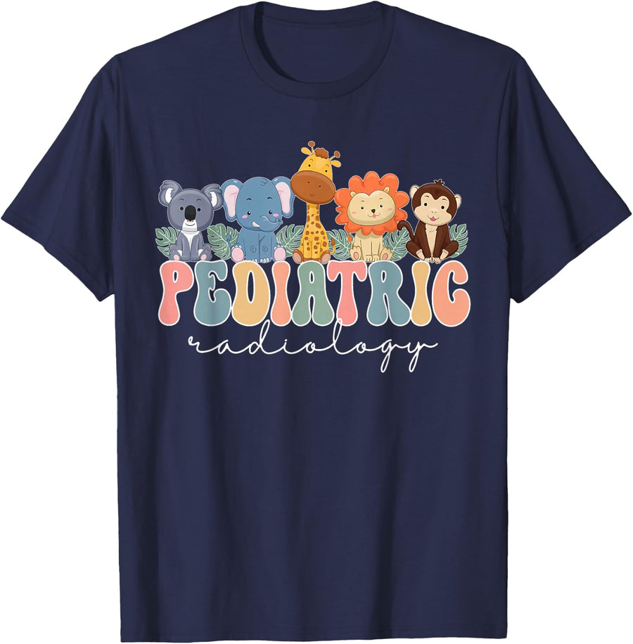 Pediatric Radiology Cute Animals Pediatric Radiologist X-ray T-Shirt - Navy Blue