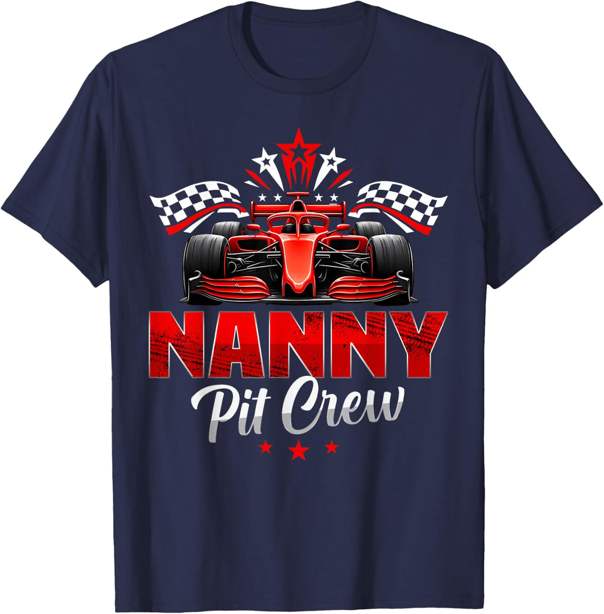 Race Car Birthday Party Racing Family Nanny Pit Crew T-Shirt - Navy Blue