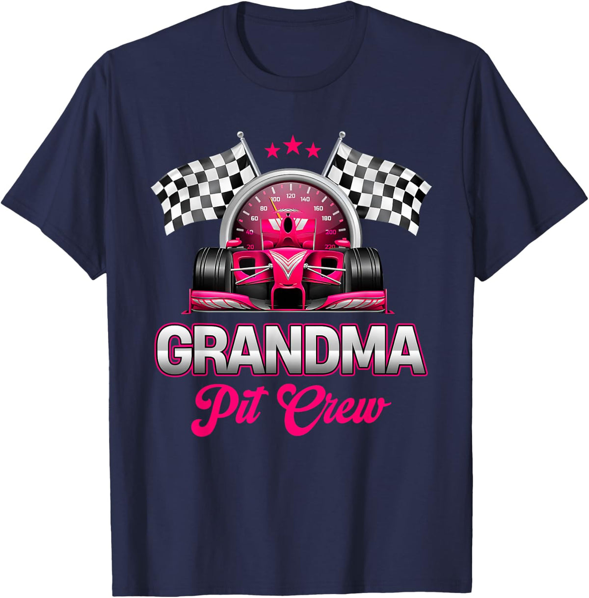 Grandma Pit Crew Race Car Birthday Girl Party Racing Family T-Shirt - Navy Blue