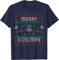 Merry Discmas Disc Golf Ugly Dad Uncle T-Shirt - Navy Blue