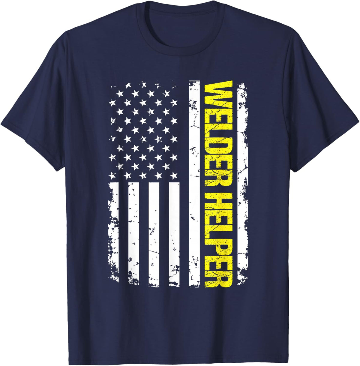 Welder Helper USA Flag T-Shirt - Navy Blue