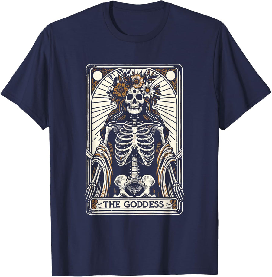 Tarot Card Goth Occult Gifts & Accessories Unisex-Youth Black Modern Gothic T-Shirt The Goddess Small - Navy Blue
