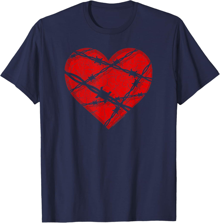 Big Barbed Heart T-Shirt - Navy Blue