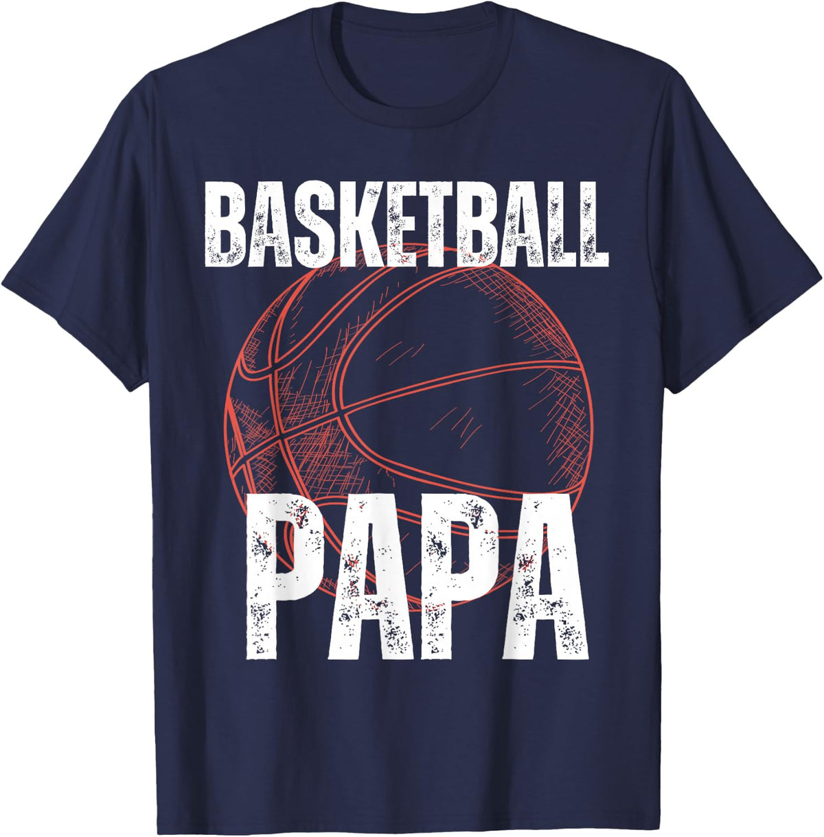 Basketball Papa For Men Family Matching Funny Basketball T-Shirt - Navy Blue