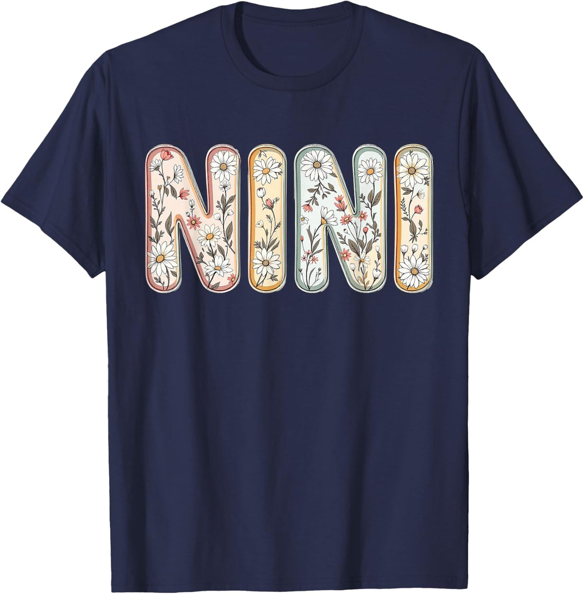 Wildflowers Nini Floral Mother's Day Nini T-Shirt - Navy Blue