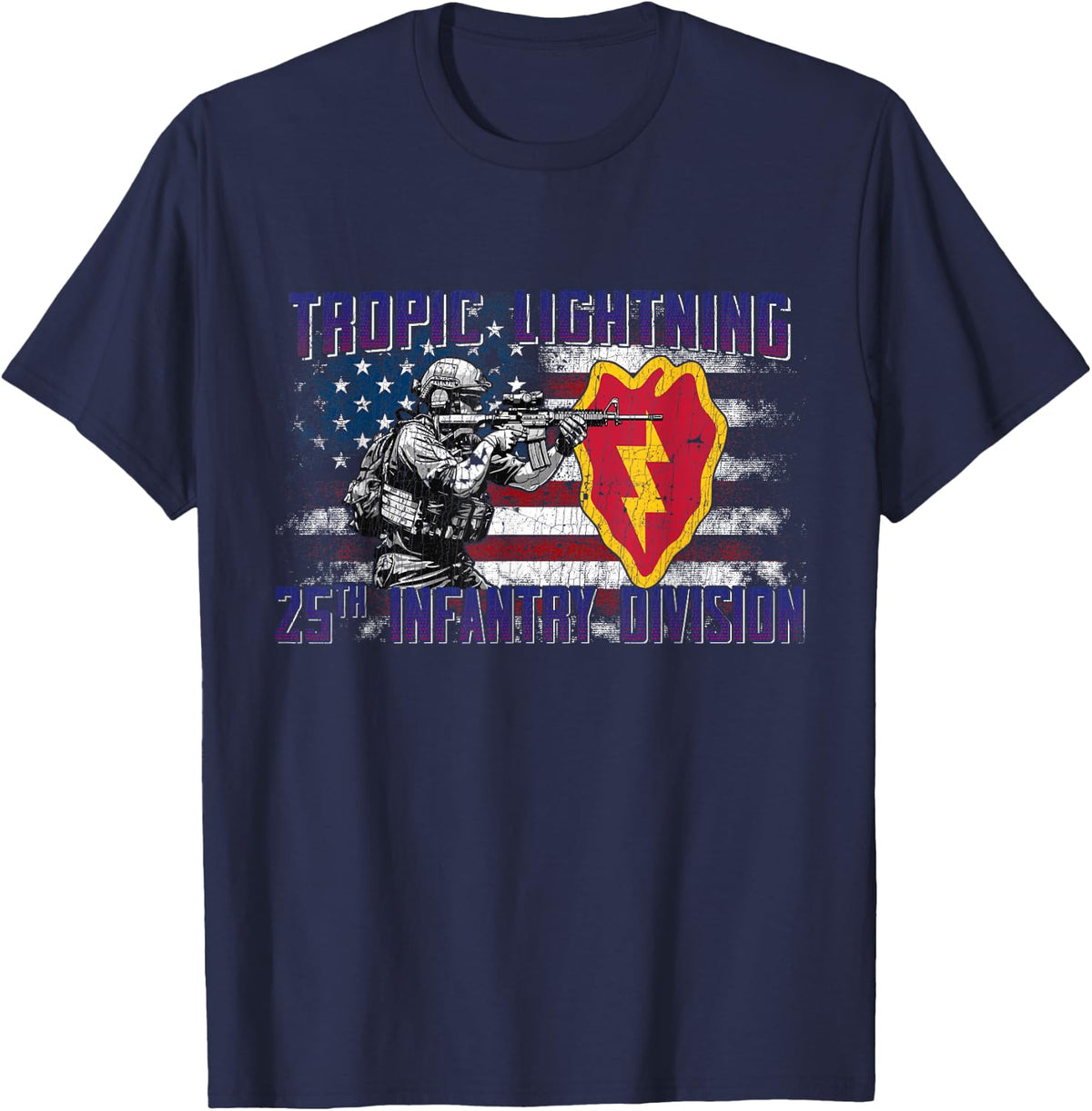 25th Infantry Division 25 ID Tropic Lightning Division T-Shirt - Navy Blue