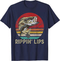 Ripping Lips Bass Fish Catching Gifts for Men Fisherman T-Shirt - Navy Blue