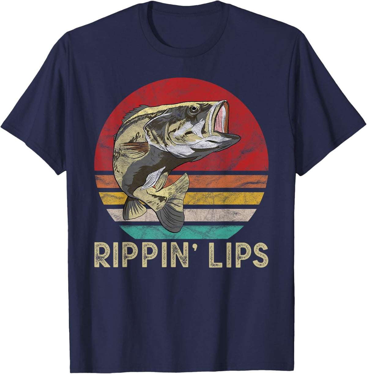 Ripping Lips Bass Fish Catching Gifts for Men Fisherman T-Shirt - Navy Blue