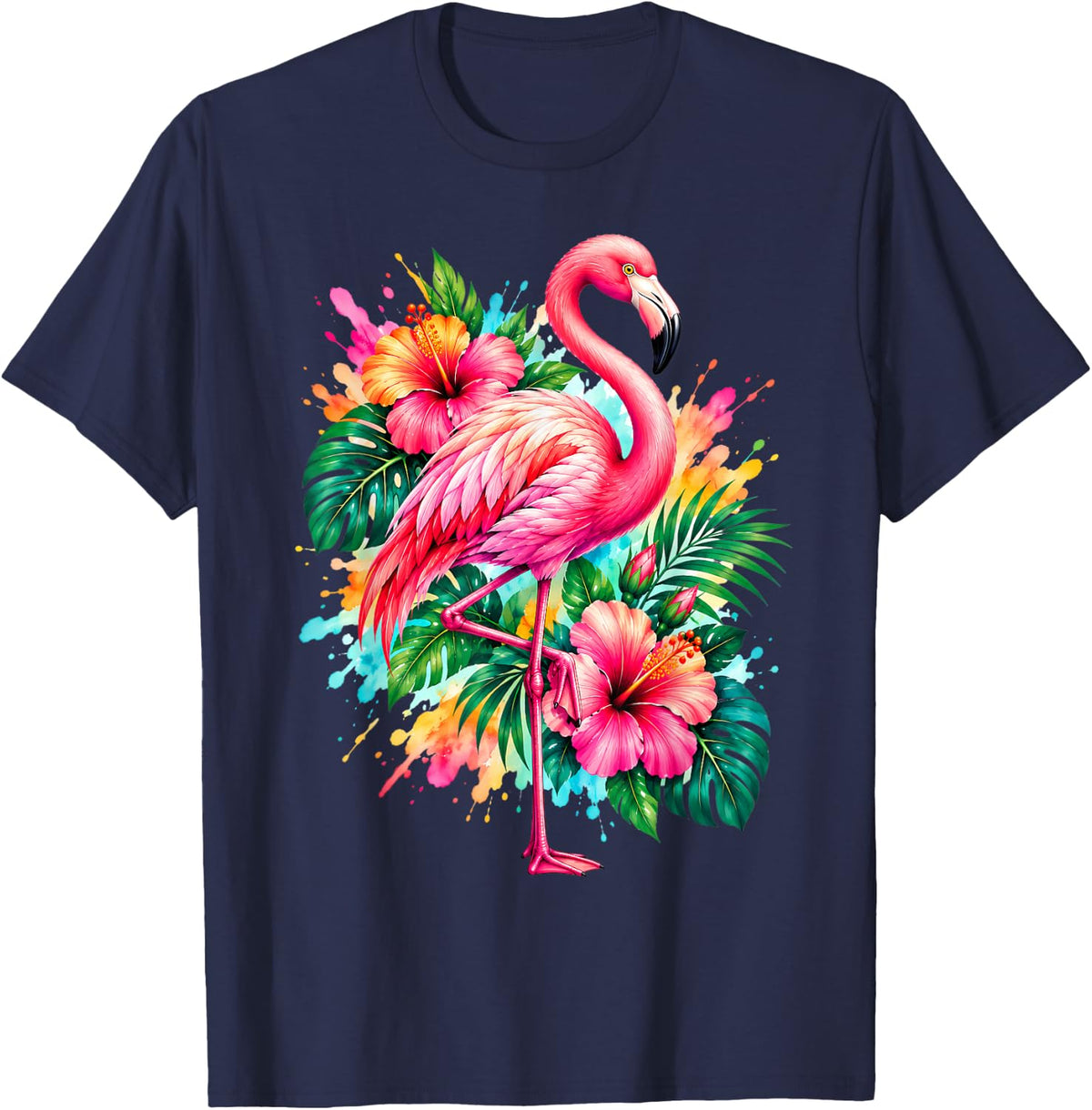 Cute Flamingo Art Flamingo Cool Flamingo T-Shirt - Navy Blue