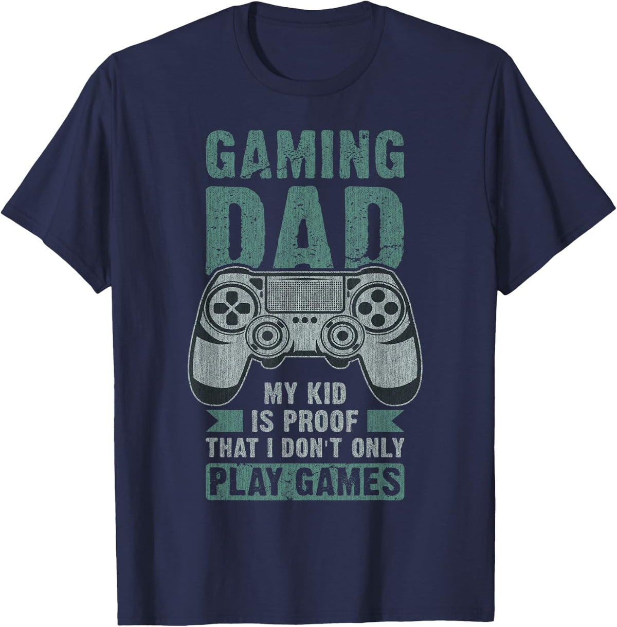 Father Kid, Gamer Dad, Father's Day, Gaming Daddy T-Shirt - Navy Blue