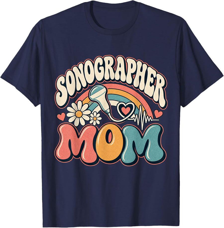 Sonographer Mom Ultrasound Tech Mother T-Shirt - Navy Blue