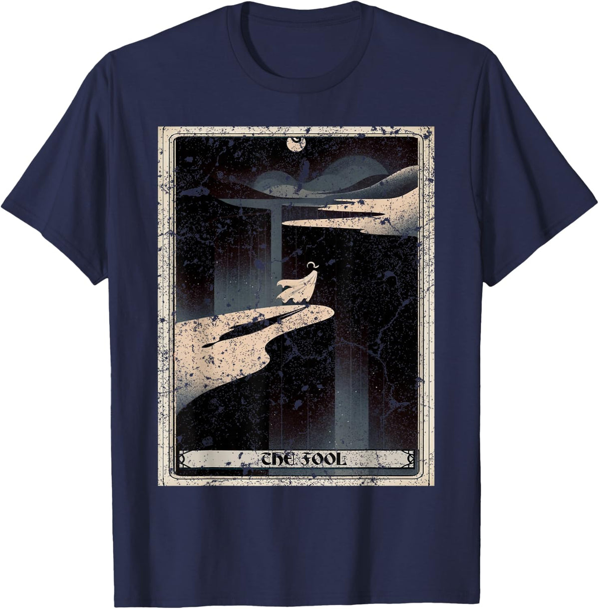 The Fool Tarot Card Black T-Shirt - Navy Blue