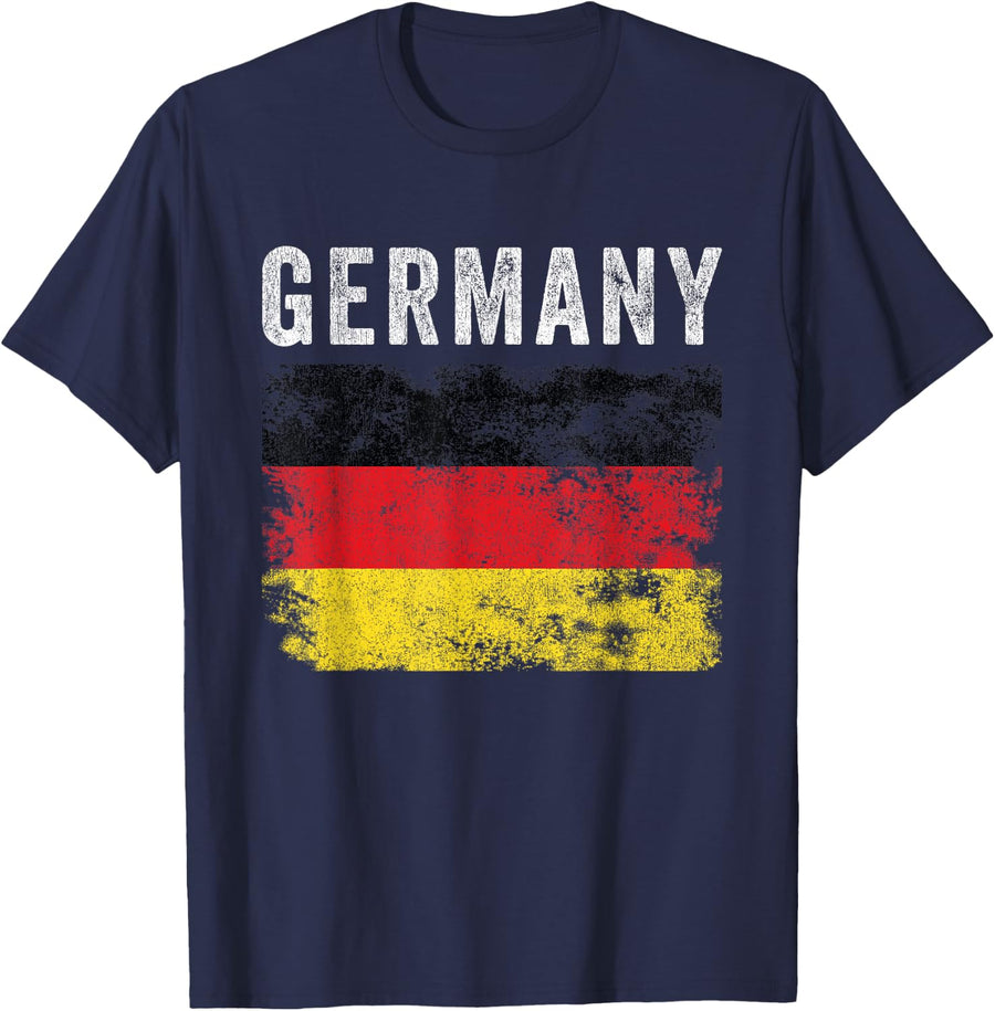 Germany Flag Distressed - Men Women Kids - German Flag T-Shirt - Navy Blue