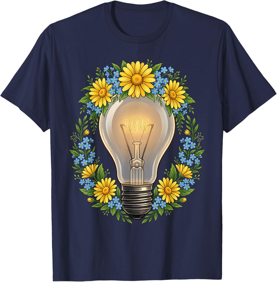 Light Bulb Graphic Electrician Lightbulb T-Shirt - Navy Blue