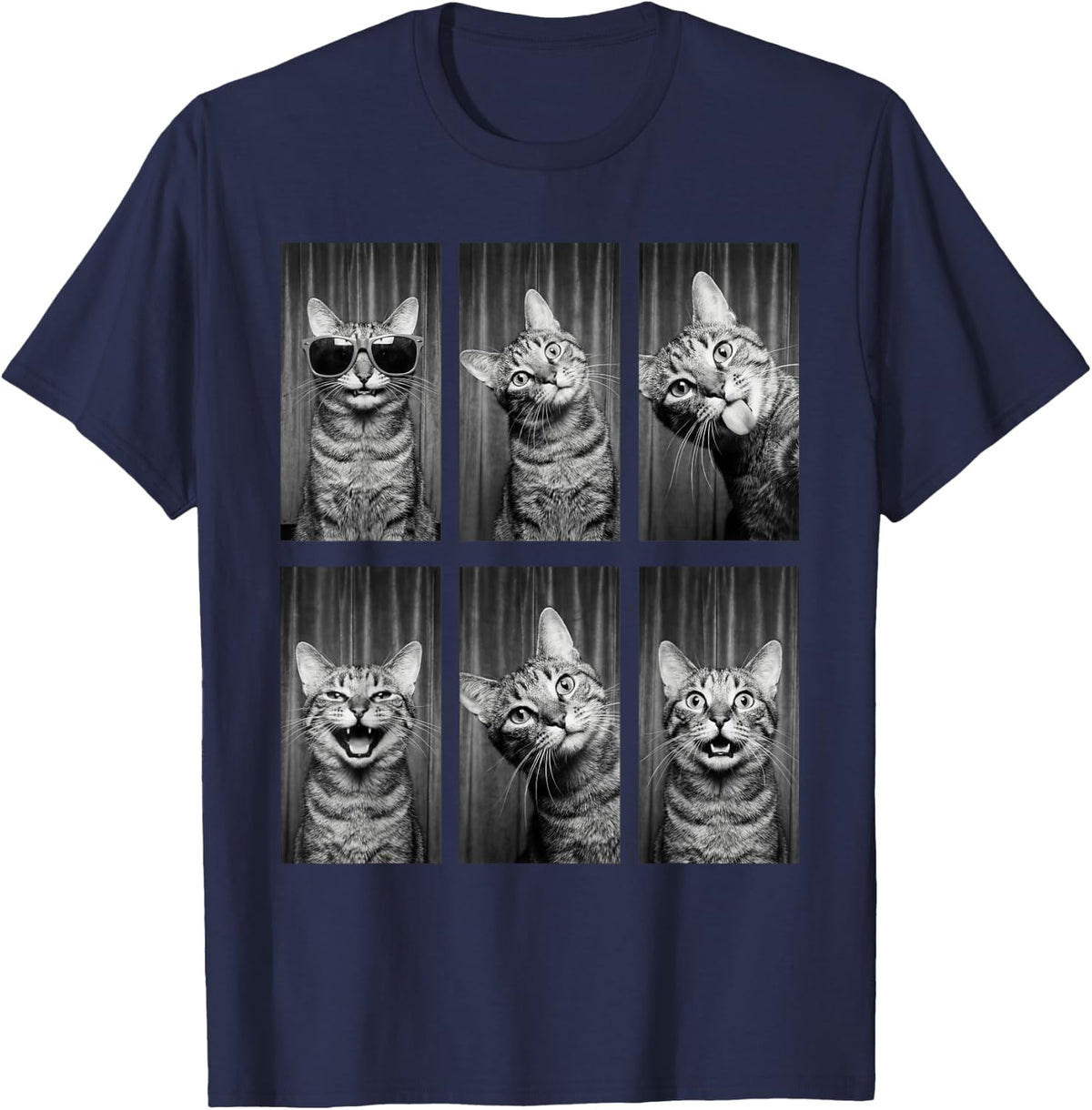 Cat Owner Photobooth Kitten Funny Animal Portrait T-Shirt - Navy Blue