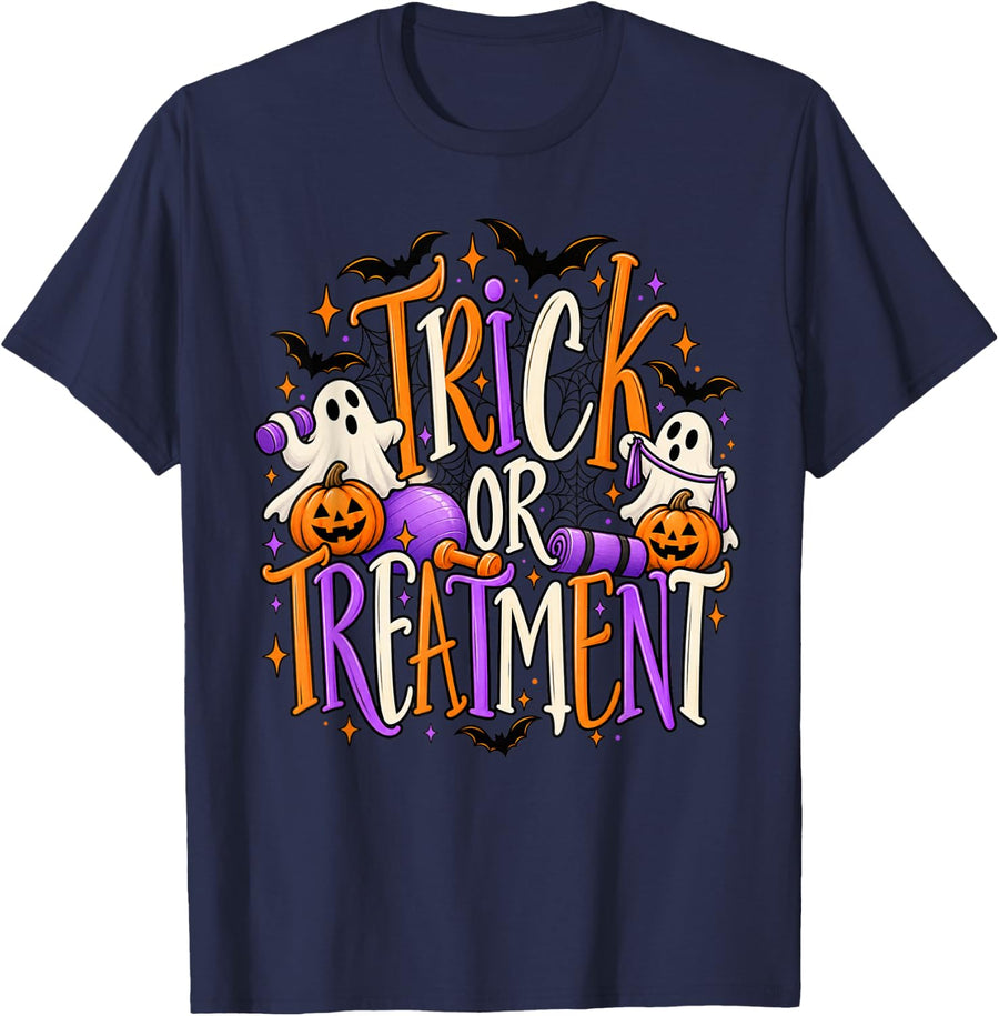 Physical Therapy Halloween Shirt Therapist PT Month Rehab T-Shirt - Navy Blue