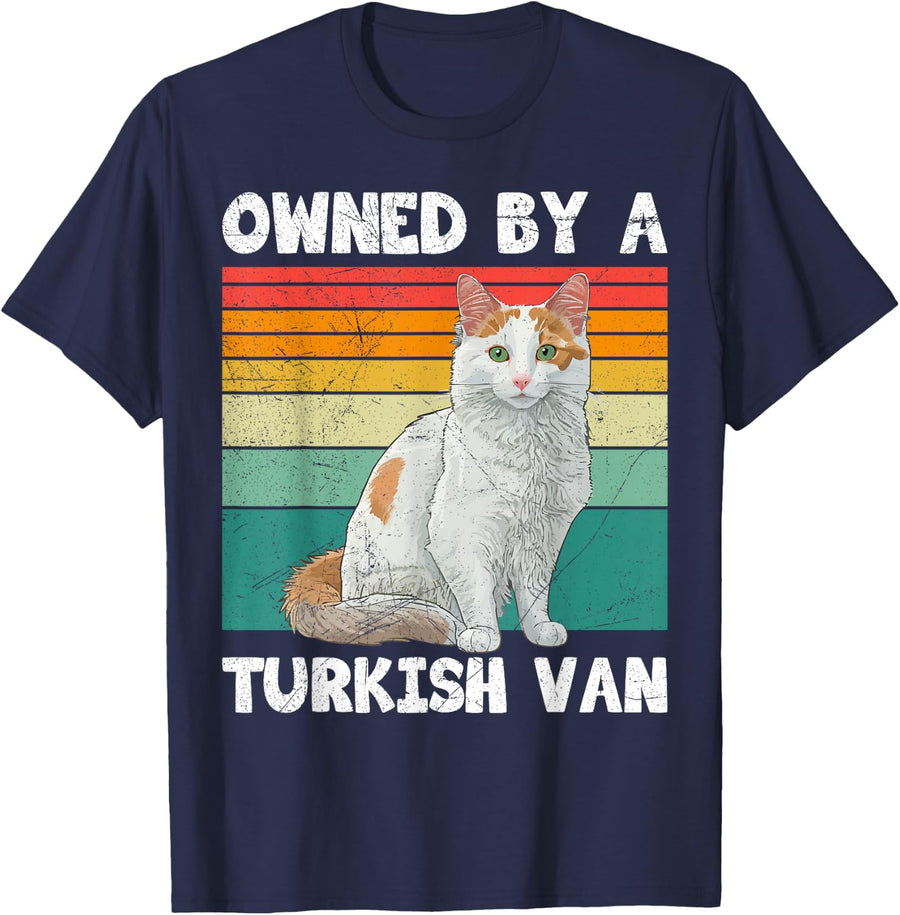 CAT OWNER OWNED BY A TURKISH VAN CAT Funny T-Shirt - Navy Blue