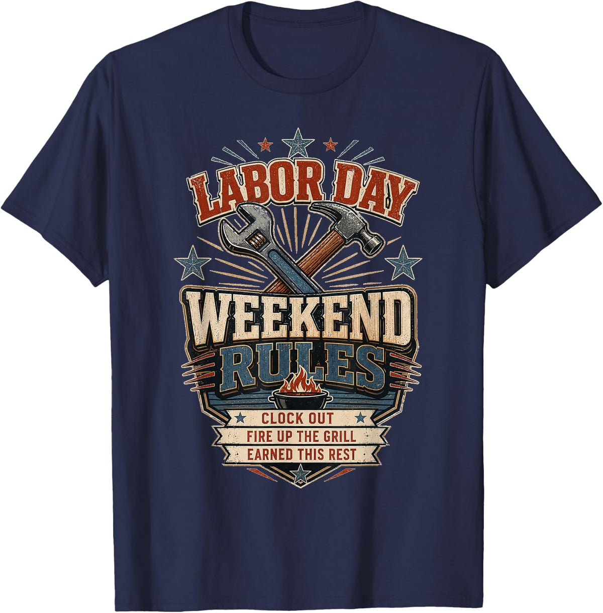 Labor Day Weekend Rules T-Shirt - Navy Blue