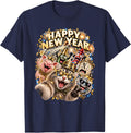 Happy New Year Cat Selfie Star Sunglasses Party Art T-Shirt - Navy Blue