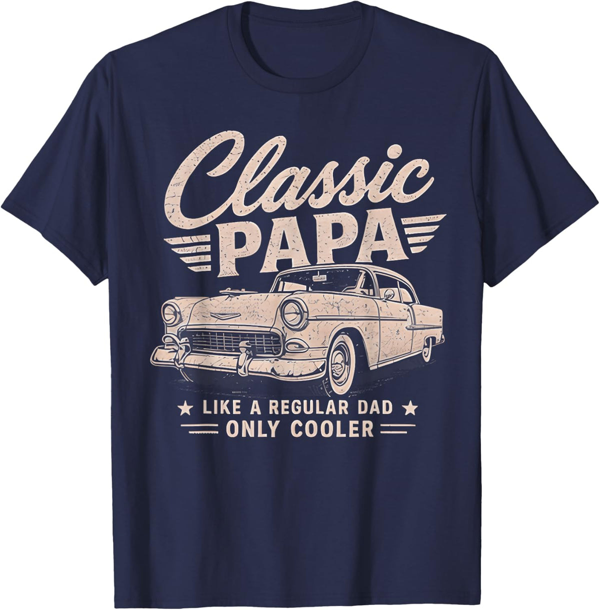 Classic Papa Funny Old Muscle Cars Lover Dad Papa Grandpa T-Shirt - Navy Blue