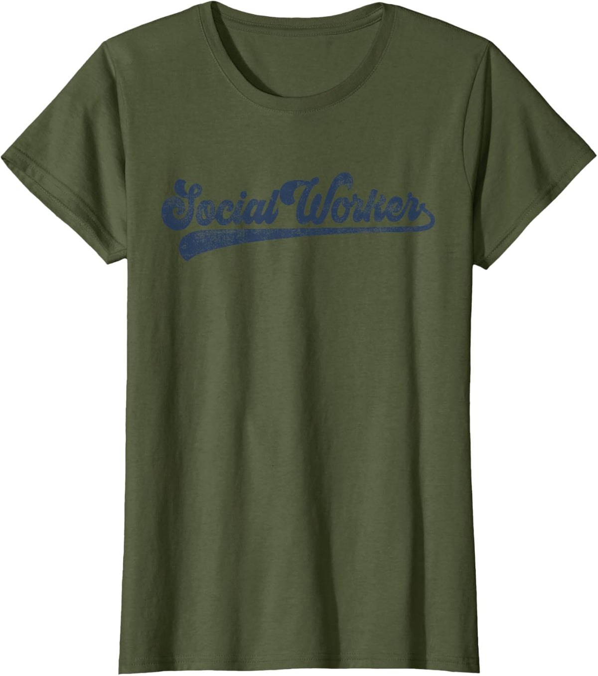 Social Worker Cute Vintage Graphic Social Work T-Shirt - Olive Green