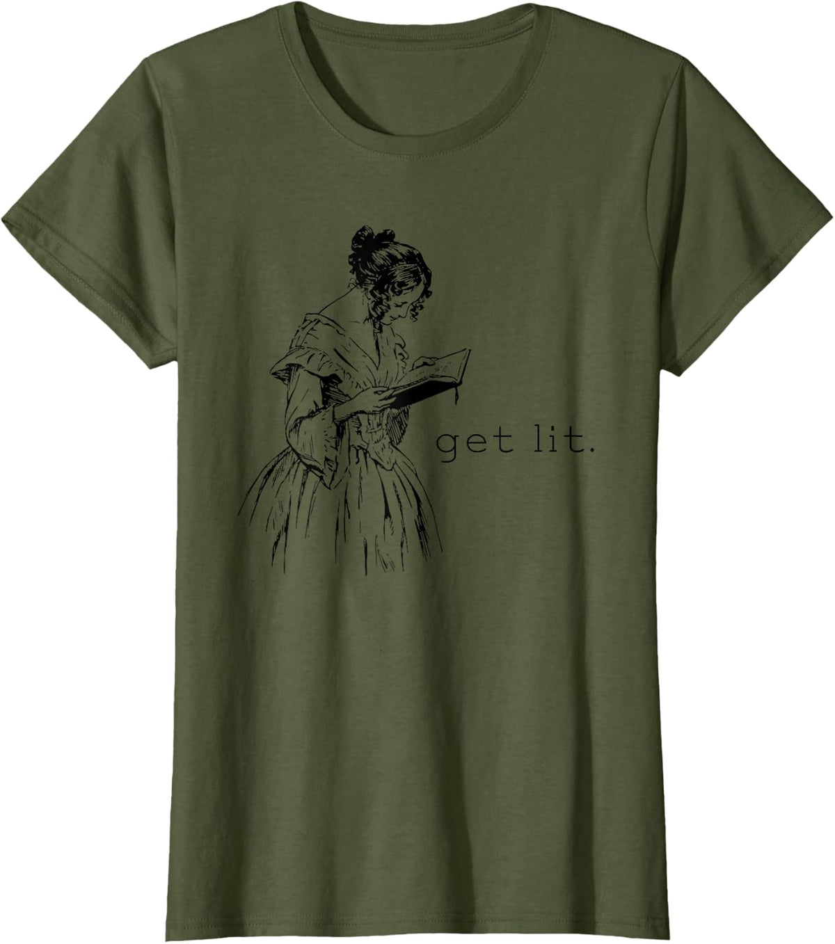 Get Lit T-Shirt for Book Lovers T-Shirt - Olive Green