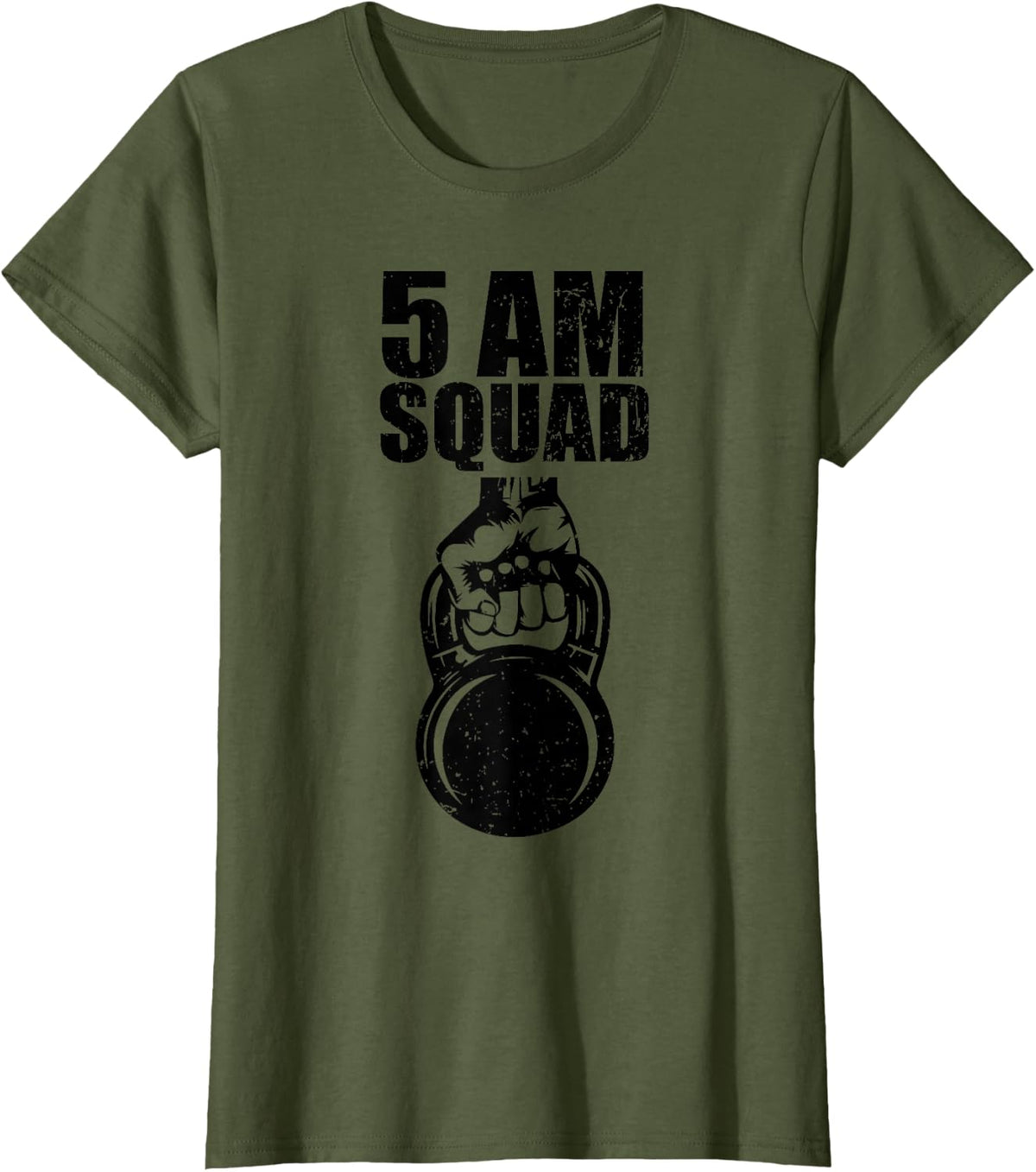 Funny Workout 5 AM Squad Morning Team Gym Kettlebell Lovers T-Shirt - Olive Green