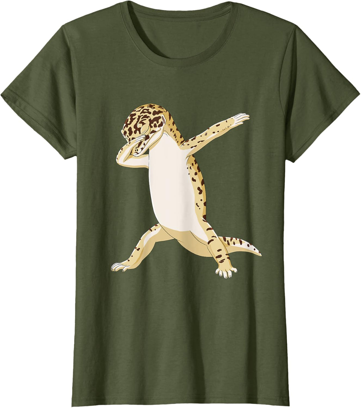 Funny Dabbing Reptile Dab Leopard Gecko T-Shirt - Olive Green