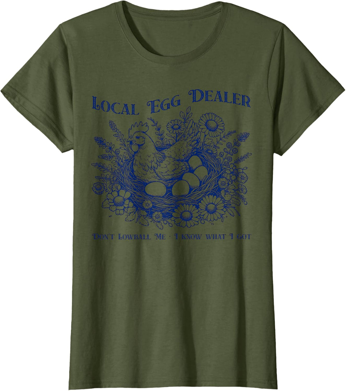 Local Egg Dealer Retro Chicken Funny Easter Farmhouse T-Shirt - Olive Green
